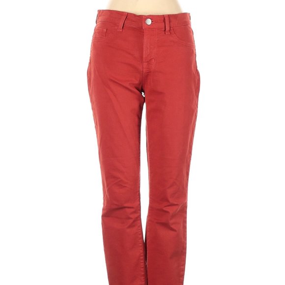 J Brand Jeans Red Orange Colored Denim Skinny Leg Low Rise Waist Sz 27 #444 - Picture 1 of 4